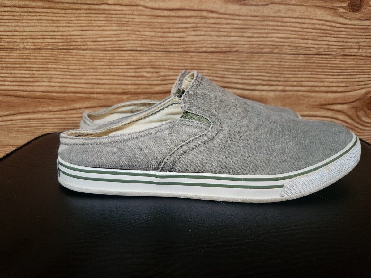 LL Bean Womens Sunwashed Canvas Slip On Slide Boat Shoes Size