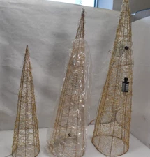 Northlight 3 LED Twinkle Lighted Copper Mesh Cone Christmas Trees Outdoor 39.5"