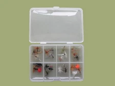 Barbless Dry Trout Flies, 24 Per Compartment Box, Mixed & Sizes, Fly Fishing