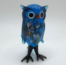 New Collection  Murano Glass, Handcrafted Unique Size 2 Owl Figurine, Glass Art