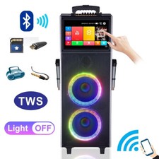 Rechargeable Karaoke Machine w/2 Wireless Mics  Lyrics Display Screen Speaker
