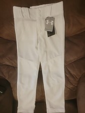 NWT Under Armour Youth Boys XSmall White UA Utility Baseball Pants Relaxed