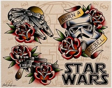 Star Wars Tattoo Flash Art Print 11x14