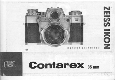 Zeiss Ikon Contarex Instruction Manual Reprint (English) | eBay