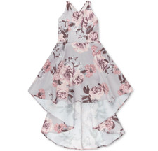 Speechless Big Girls Woven Floral Mikado High-Low Dress Mauve/Blush Size 14