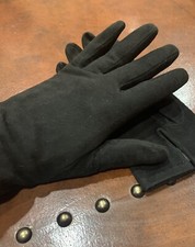 Vintage Women  s Black Genuine Leather 100 Silk Lined Gloves Italy Size 7