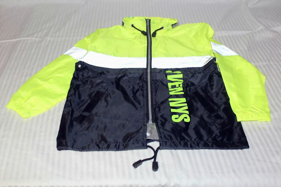 Regenjacke Gelb Schwarz mit Sicherheit Reflektionsstreifen Gr 116 140 - Bild 2 von 2