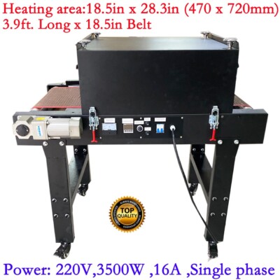 220V Conveyor Tunnel Dryer 3.9ft x 18.5in Silk Screen/DTF Printing Curing Dryer