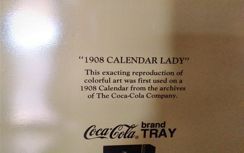 Vintage 1987 COCA COLA Metal Tin TRAY "1908 Calendar Lady" Red Dress - Picture 8 of 13