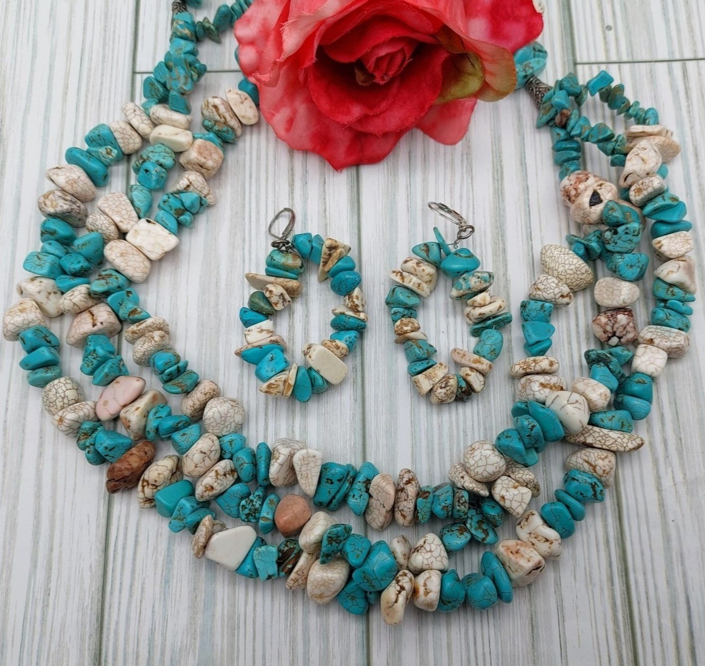 Artisan Boho Multi Strand Statement Necklace Hoop… - image 1