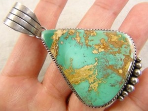 Navajo LaRose Ganadonegro 31g Big 3"- Sterling Royston Turquoise Pendant Native