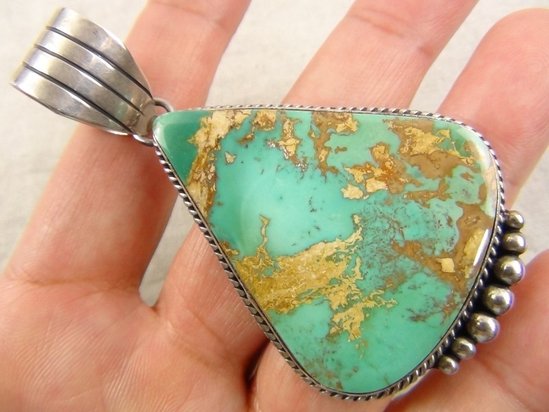 Navajo LaRose Ganadonegro 31g Big 3"- Sterling Royston Turquoise Pendant Native