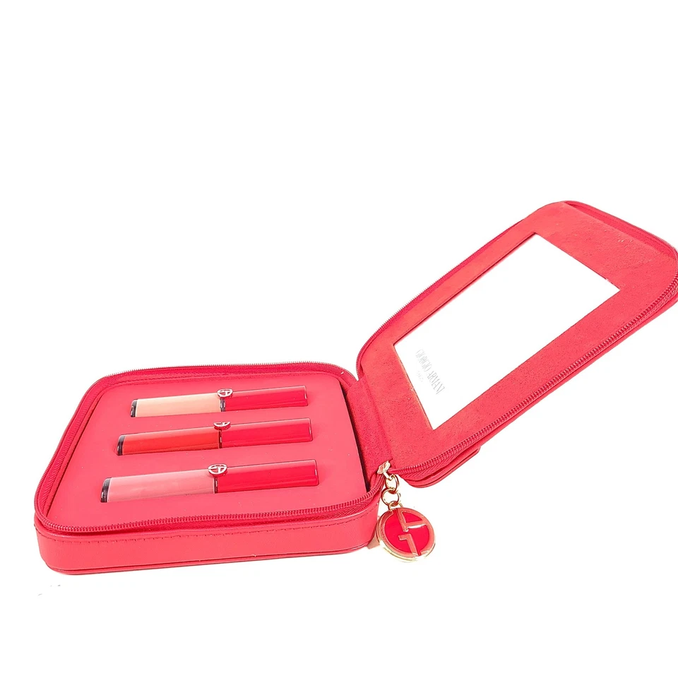 Giorgio Armani Lip Maestro Matte Liquid Lipstick Trio and Pouch Set 3x 0.12 NIB - Image 2 of 4