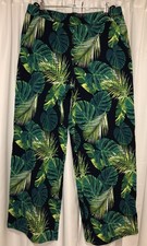 Denim  Co. Beach M Pull-on Pants Tropical Palm Leaves Print Medium M Regular