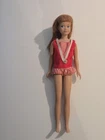 Vintage Mattel Skipper Doll #950 Straight Leg Redhead Japan Foot 1964 + Swimsuit