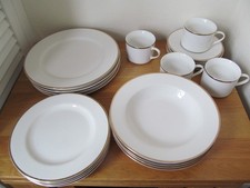 Inspired White With Gold Trim 20 Piece Dinner and Tea Set