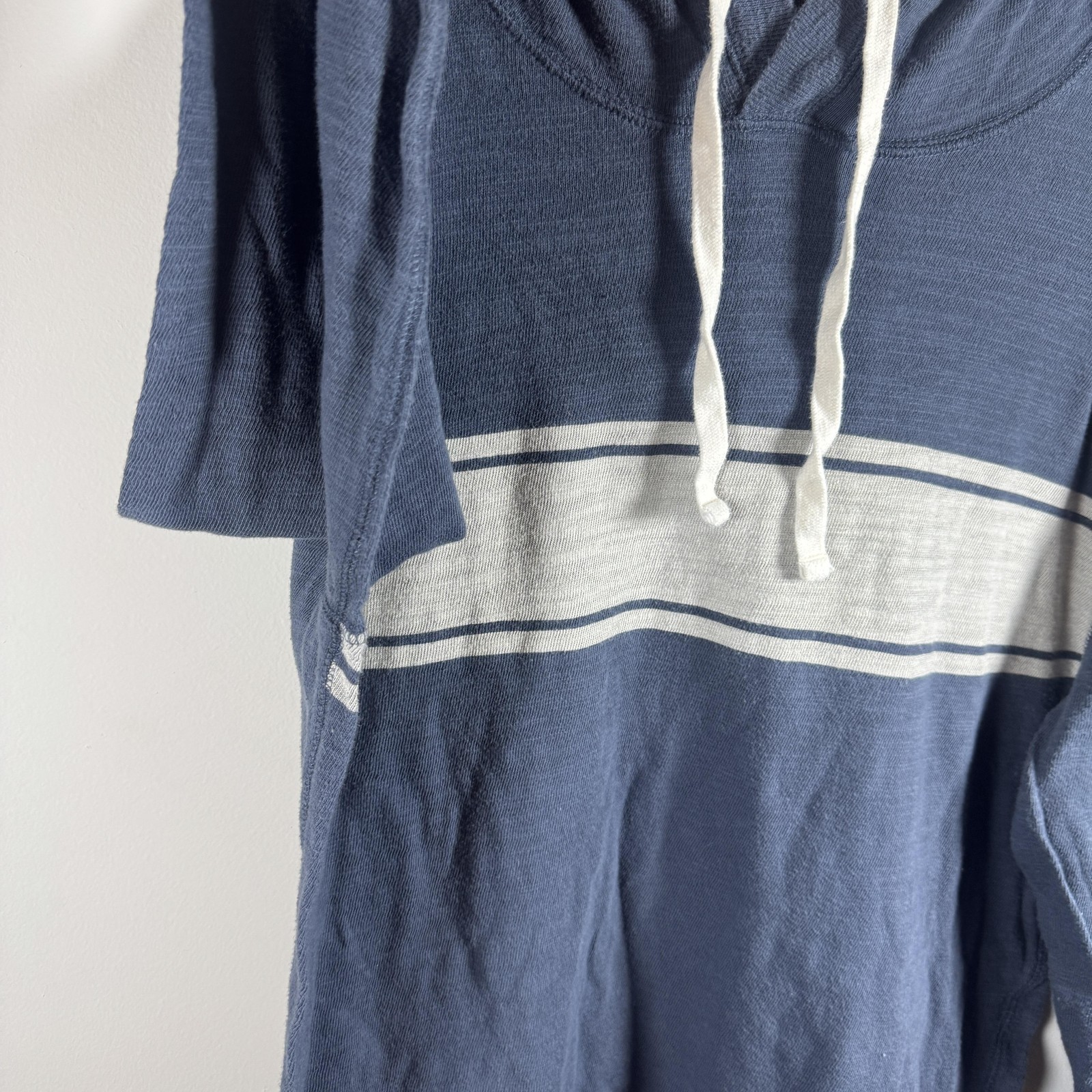 Faherty Hoodie Mens Large Blue Organic Cotton Stripe Pullover Lightweight