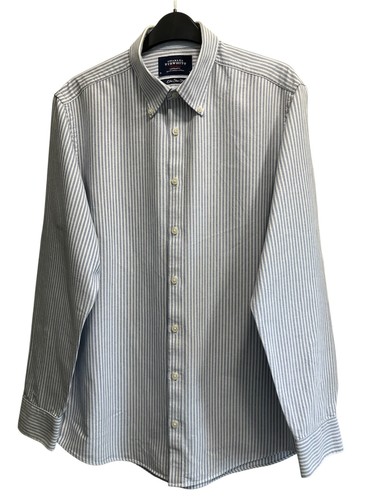 Charles Tyrwhitt gestreiftes Herren Langarm Hemd blau/weiß Medium Extra Slim sehr guter Zustand