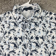 G/Fore Polo Shirt Mens Large White Floral Print Golf Performance Stretch Logo