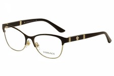 Versace Eyeglasses VE1233Q VE/1233/Q 1366 Black/Pale Gold Optical Frame 53mm
