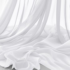 White Chiffon Fabric by The Yard 5 Yard Continuous Sheer Fabric 59" Wide Soft...