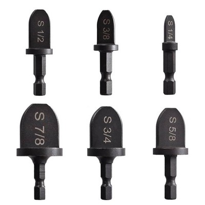 6-Piece HVAC Copper Pipe Swaging Tool Drill Bit Set - 1/4'' to 7/8'' Spin Swage...
