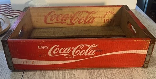 Vintage 1970s Coca-Cola Coke Wooden Soda Pop Crate – Rustic Decor 1971