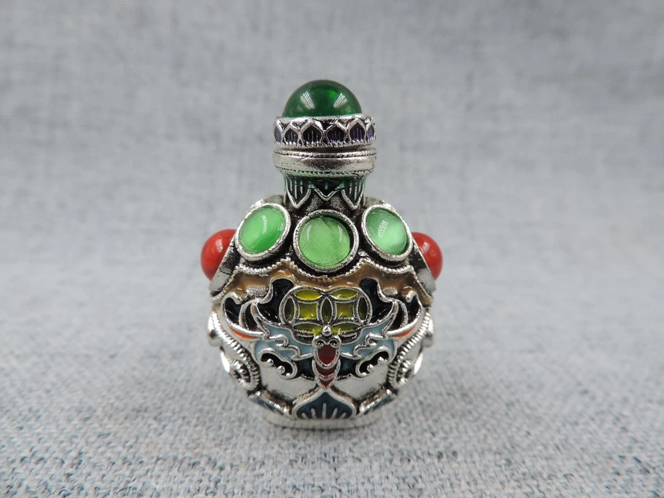 Botella de tabaco Cloisonne China con incrustación hecha a mano patrón de suerte DF Foto 2 de 4