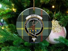 Clan Rollo Crest Tartan Ceramic Ornament   Scottish