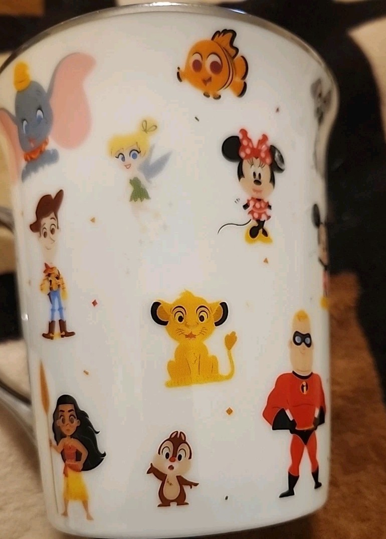  ZRIKE BRANDS BY R SQUARED Disney Characters Ceramic Coffee Mug Silver Trim   K