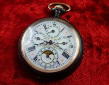 Vollkalender Taschenuhr mit Mondphase**TOP Zustand**