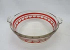 Rare Pyrex Ruby Red & Clear Etched Half Moon Pattern Round Casserole Dish Base