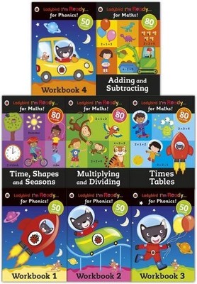 Ladybird Phonics and Maths Early Readers I'm Ready 8 Books School Learning