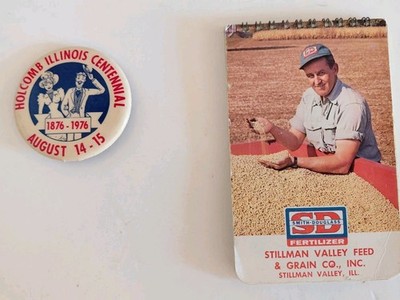 Vintage Smith Douglas Stillman Vally Il Note Pad And Holcomb Il Centennial Pin