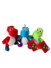 Set Of 3 Super Mario World Plush Green, Blue Red Yoshi Soft Toy 7 NEW