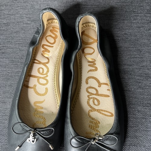 Sam Edelman Negro Ballet Pisos Mujer 8.5 Felicia Cuero Punta Redondeada Arco Usado en Excelente Condición - Imagen 9 de 13