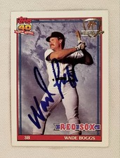 1991 TOPPS DESERT SHIELD Wade Boggs Signed Card 90s HOF Boston Red Sox Team 
