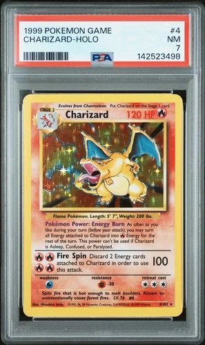 1999 POKEMON BASE SET UNLIMITED #4 CHARIZARD-HOLO PSA 7