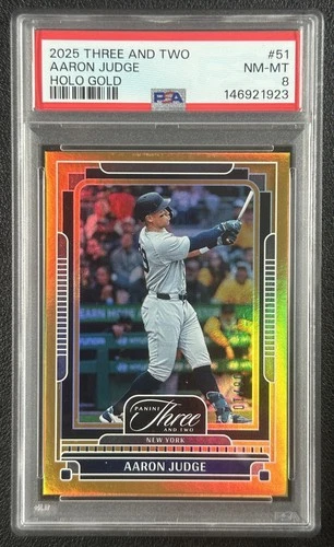 AARON JUDGE PSA 8 2025 PANINI THREE AND TWO #51 HOLO GOLD 8/10 YANKEES