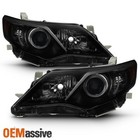 Fits 2012 2013 2014 Toyota Camry Black Smoked Projector Headlights Pair Lamps