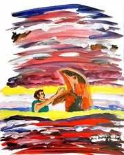 Dolphin Original Signed 16x20 Acrylic Painting Paper Home Interior Decor Art COA