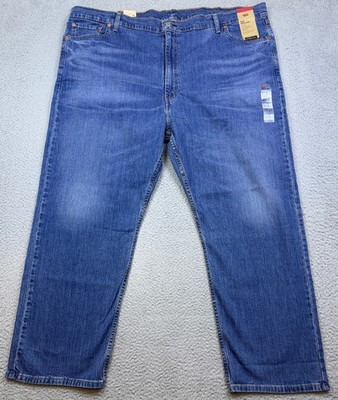 LEVIS 505 Jeans Mens 50x30 B&T Blue Stretch Regular Fit Straight Leg Medium Wash