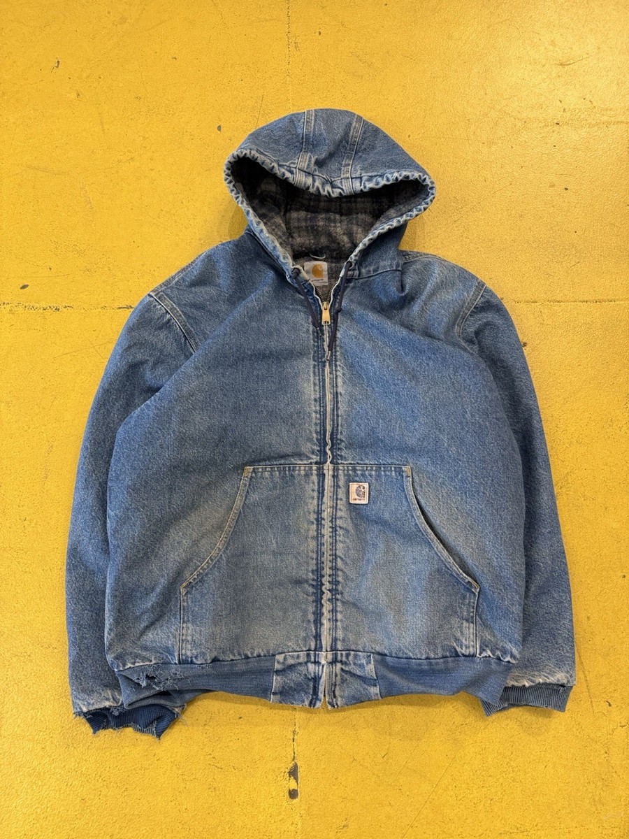 Vintage 90s Carhartt Denim Hooded Jean Workwear J139 DST Vintage 90s Carhartt Denim Hooded Jean Workwear J139 DST