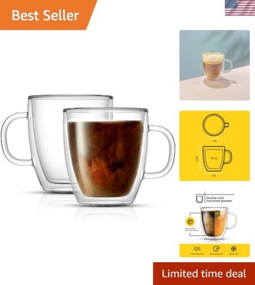 Savor Double Wall Insulated Glasses - Coffee Mugs Set of 2 - 13.5-Ounces