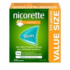 Nicorette Nicotine Fresh Fruit Gum Anti-Smoking 2mg 210 Piece ValueSize Long Exp