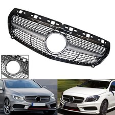 Front Diamond Grille Chrome For 2012-15 Mercedes Benz A-Class W176 Pre-Facelift