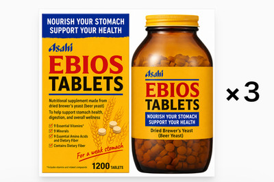 set of 3 Asahi Ebios 1200 Tablets Gastrointestinal Nutritional Unflavored New