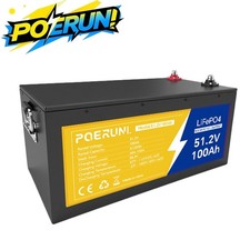 48V 100Ah LiFePO4 2560Wh Battery BMS For Solar Storage RV Marine Use Off-Grid