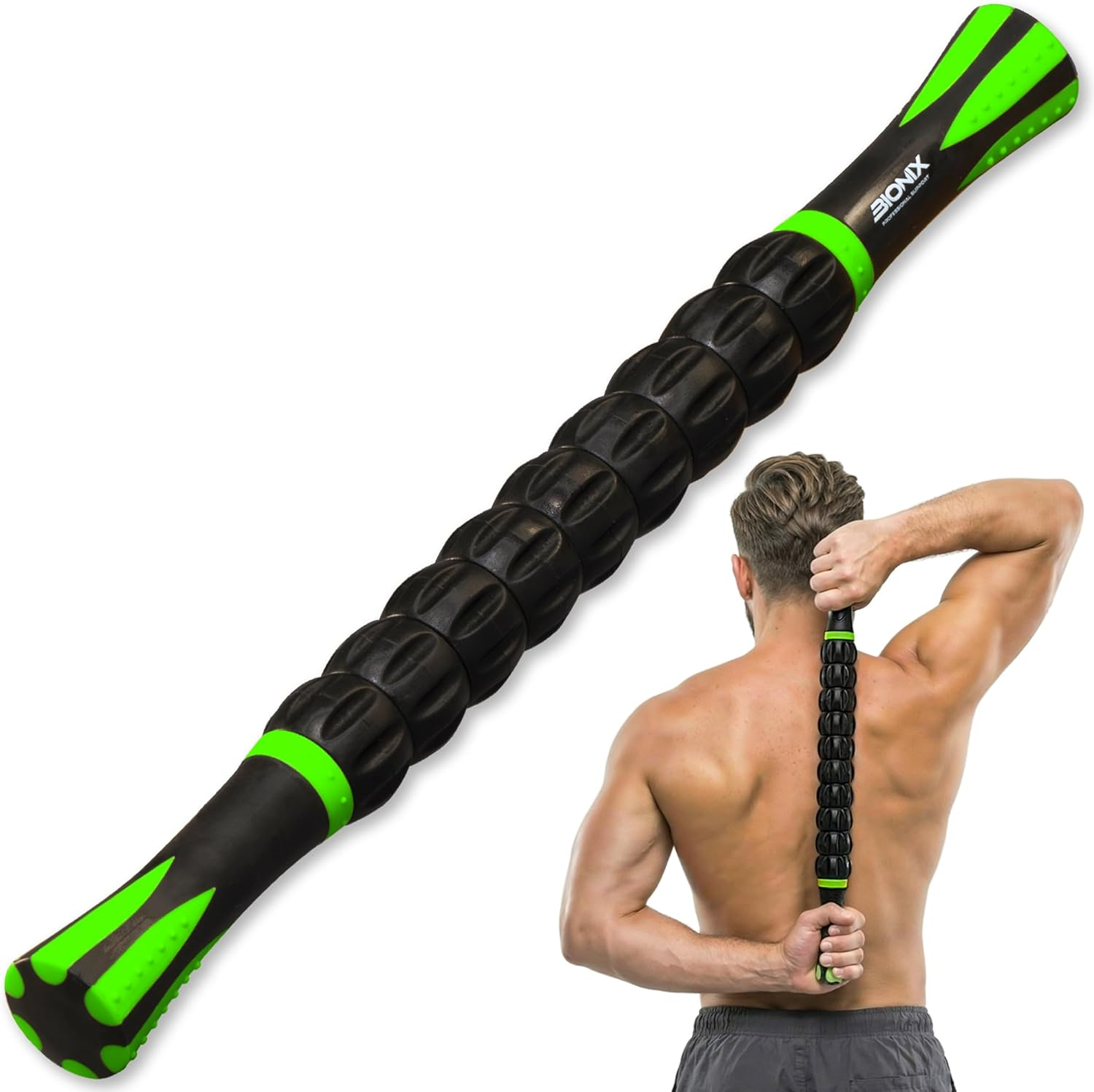 Bionix Massage Roller Stick for Muscles - Deep Tissue Muscle & Leg Roller with 9