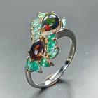 Fine Art ring Natural Black Opal Ring 925 Sterling Silver Size 7 /R473149
